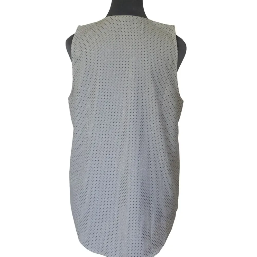 Maddie Eden Ruth White Polka Dot V-Neck Sleeveless Blouse Women's Large - Picture 2 of 9
